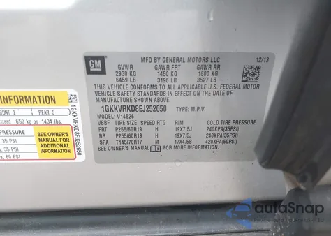 2014 GMC Acadia Slt-1 from USA, damaged, VIN 1GKKVRKD8EJ252650